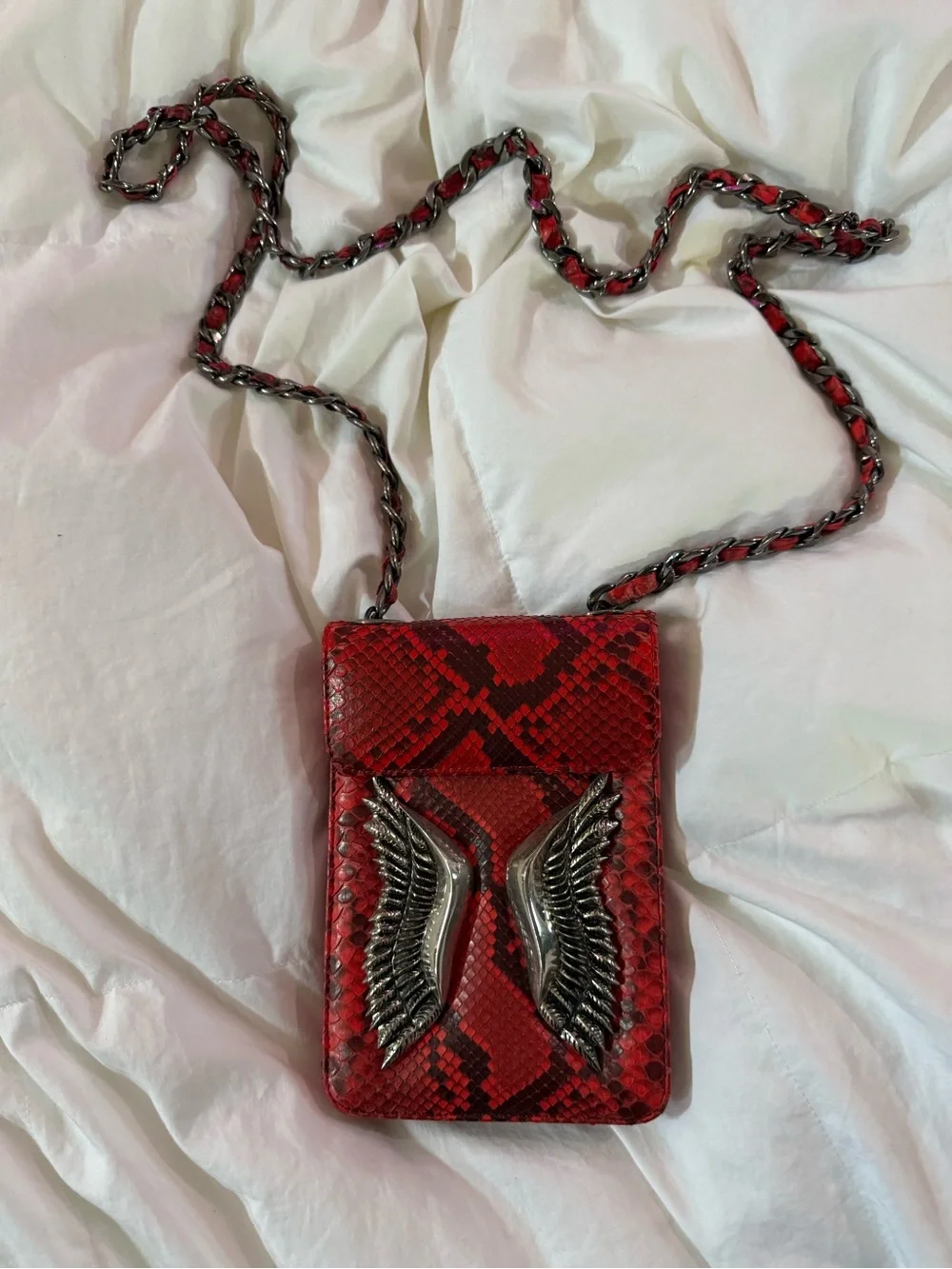 Lina Bora red python crossbody bag